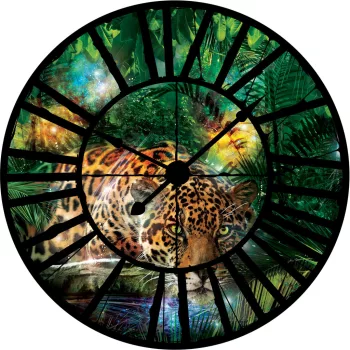   Jaguár az óra mögött vlies poszter, fotótapéta 10212VEZ1 /208x208 cm/