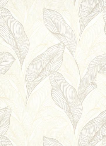 Krém-bézs nagy leveles tapéta (Collage 10282-02)