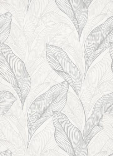Krém-szürke nagy leveles tapéta (Collage 10282-31)