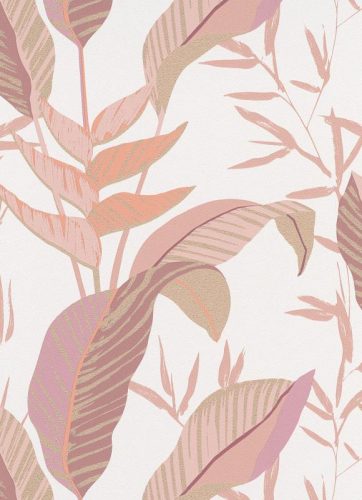 Rózsaszín-barna nagy leveles tapéta (Elle Decorations 3 10332-05)