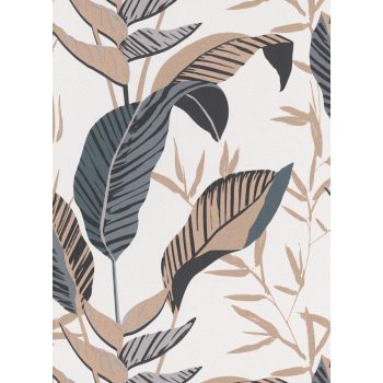   Szürke-aranybarna nagy leveles tapéta (Elle Decorations 3 10332-15)