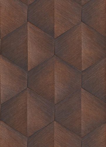 Sötétbarna-bronz geometriai mintás tapéta (Fashion for Walls 10370-48)