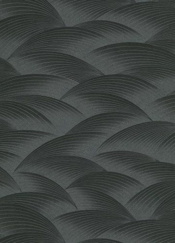 Fekete-ezüst modern hullám mintás tapéta (Fashion for Walls 10372-15)