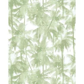 Fehér alapon zöld pálmafa mintás tapéta (11201404)