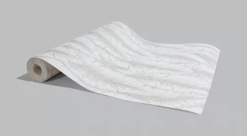 Arany alapon tört fehér levél mintás tapéta (191201)