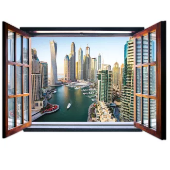   Kilátás az ablakból Dubai vlies poszter, fotótapéta 1941VEZ4 /201x145 cm/