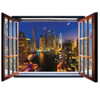   Ablakból a kilátás Dubai vlies poszter, fotótapéta 1943VEZ4 /201x145 cm/