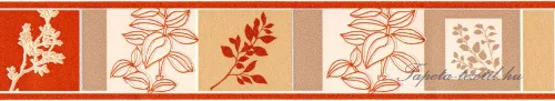 Beige-téglavörös levél négyzetben mintás bordűr