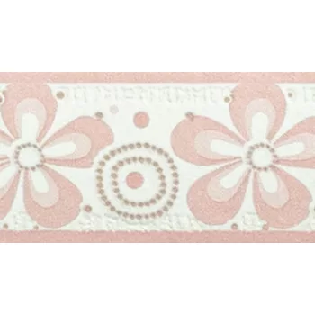 Beige-barna-halvány rózsaszín margaréta mintás bordűr