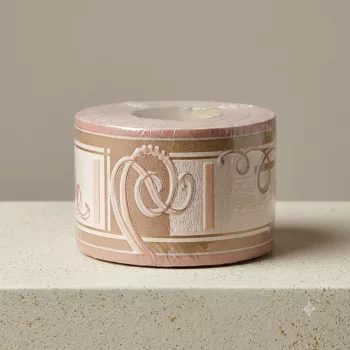   Beige-barna-halvány rózsaszín modern hullám mintás bordűr