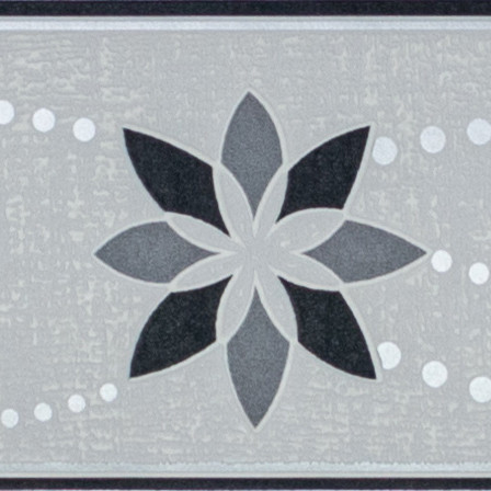 Fekete-fehér-ezüst virág mintás bordűr