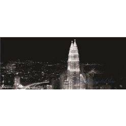   Petronas-ikertorony az éjszakában, Kuala Lumpur poszter, fotótapéta 286VEP /250x104 cm/