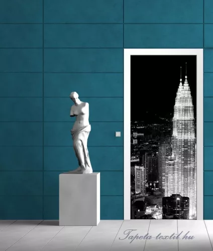 Petronas-ikertorony az éjszakában, Kuala Lumpur vlies poszter, fotótapéta 286VET /91x211 cm/