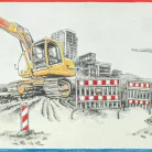 Traktor, markoló, teherautó gyermek bordűr (0,255x5 m)