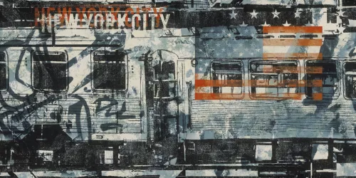 Graffiti mintás vasúti kocsi poszter, fotótapéta 46,5x372 cm