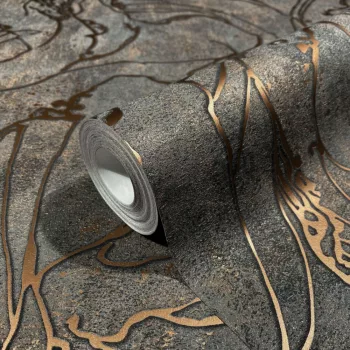   Fekete-bronz márvány törések beton alapon tapéta (City Glow 34256)