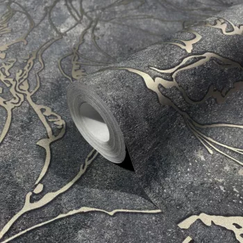   Fekete-ezüst márvány törések beton alapon tapéta (City Glow 34257)