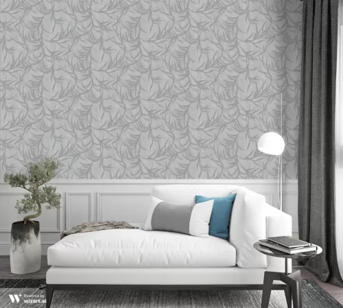 Szürke vékony levél mintás tapéta (City Glow 34287)