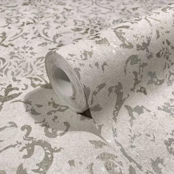   Szürkés bézs-ezüst kopottas barokk mintás tapéta (City Glow 34291)