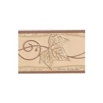 Drapp-barna szőlő levél mintás bordűr