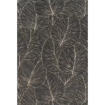 Fekete levél mintás tapéta (456608)