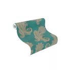 Türkizkék alapon arany  mintás tapéta  (746457)