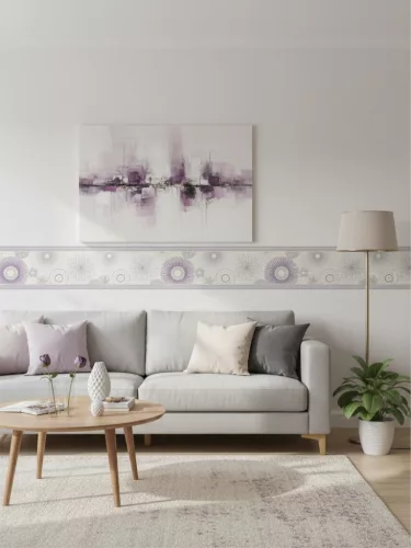 Grafika szürke-lila bordűr, (0,265x5 m)