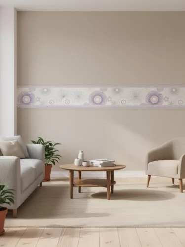 Grafika szürke-lila bordűr, (0,265x5 m)