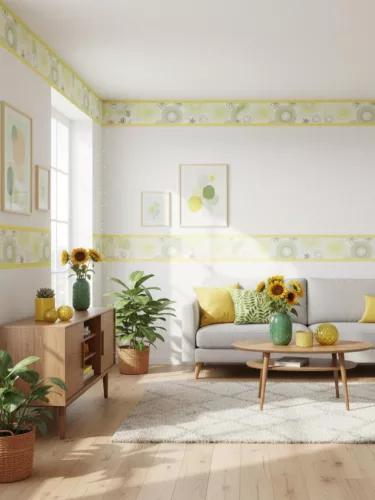 Grafika citromsárga-zöld bordűr, (0,265x5 m)