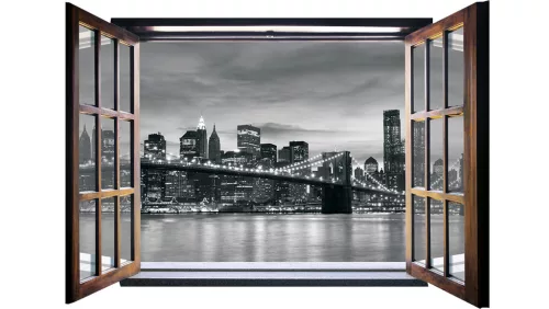 Ablakból a kilátás, Brooklyn Bridge vlies poszter, fotótapéta 823VEZ4 /201x145 cm/