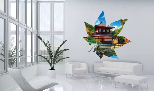 Levél formájú, Ázsiai templom vlies poszter, fotótapéta 899VEZ6 /208x208 cm/