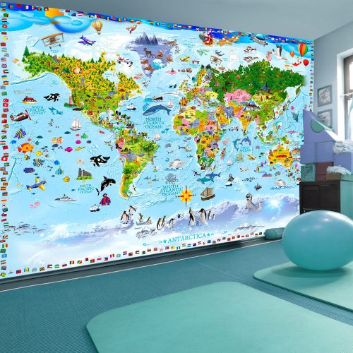 Fotótapéta - World Map for Kids, 200x140 cm