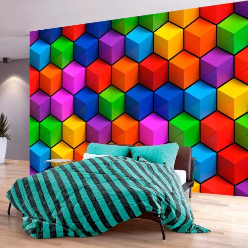 Fotótapéta - Colorful Geometric Boxes, 98x70 cm, Öntapadós