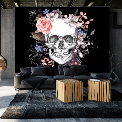 Fotótapéta - Skull and Flowers, 98x70 cm, Öntapadós