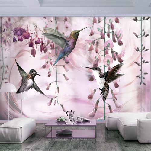 Fotótapéta - Flying Hummingbirds (Pink)