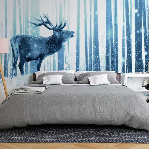 Fotótapéta - Deer in the Snow (Blue)