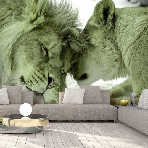 Fotótapéta - Lion Tenderness (Green), 100x70 cm