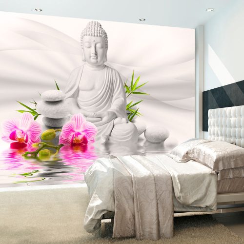 Fotótapéta - Buddha and Orchids, 98x70 cm, Öntapadós