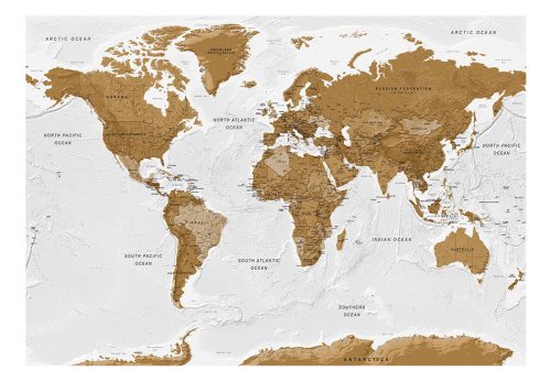 Fotótapéta - World Map: White Oceans, 98x70 cm, Öntapadós