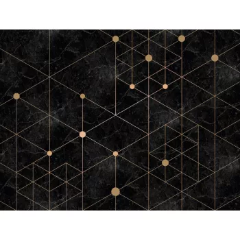   Fotótapéta, Fekete márvány grafikával, Prémium, 371x280 cm