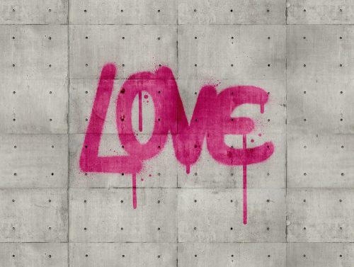 Fotótapéta, LOVE betonra festve, Prémium, 371x280 cm
