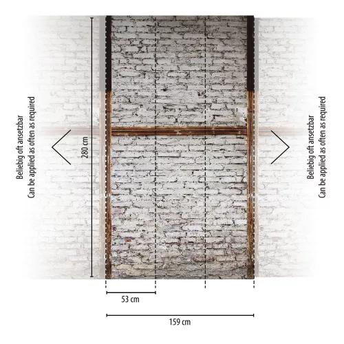 Fotótapéta, Régies vakolat nélküli teljesen meszes téglafal, 159x280 cm
