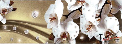 Fehér orchidea barna hullám mintán öntapadó bordűr