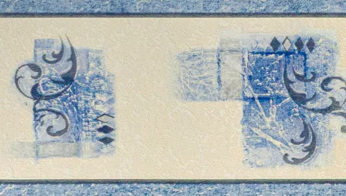Fehér-kék-ezüst mintás bordűr (0,133x10 m)
