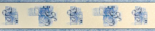 Fehér-kék-ezüst mintás bordűr (0,133x10 m)