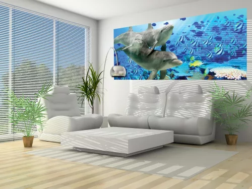 Delfinek poszter, fotótapéta (250 x 104 cm)