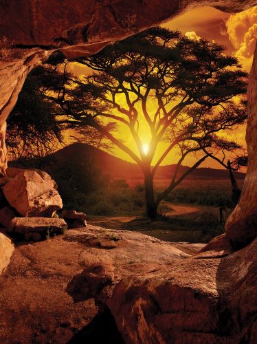 Barlangból kilátás a naplementére poszter, fotótapéta, Vlies  (184x254 cm, álló)
