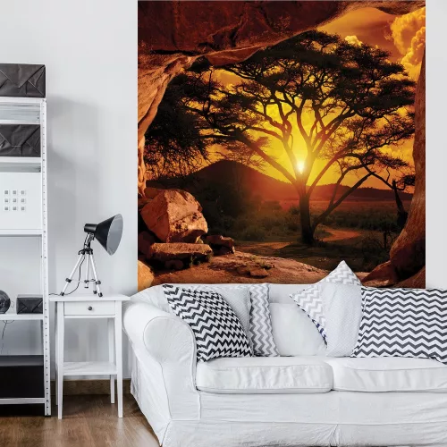 Barlangból kilátás a naplementére poszter, fotótapéta (206 x 275 cm)