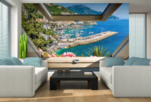 Tengerre néző ablak poszter, fotótapéta, Vlies (104 x 70,5 cm)