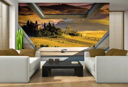 Olasz tájra néző ablak poszter, fotótapéta